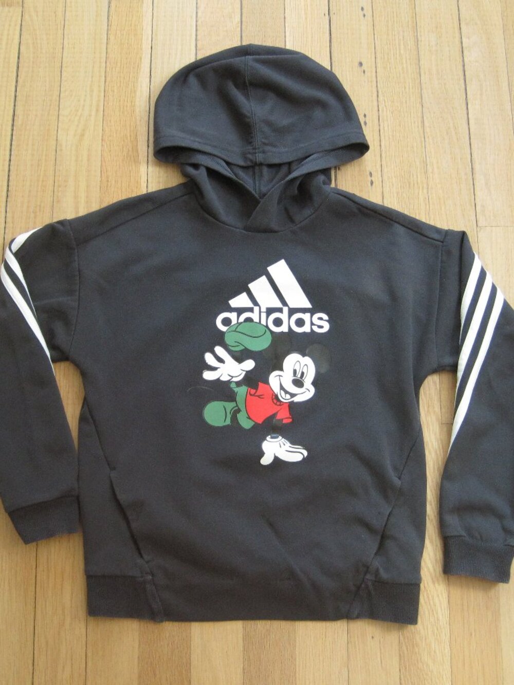 Adidas Disney Mickey Mouse Hoodie Sweatshirt Size S Kids Unisex Carbon Grey